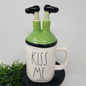 Rae Dunn Kiss Me Mug with Leprechaun Legs Topper